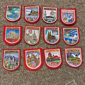 Lot of 12 Vintage European Embroidered & Felt Patches Sew On Travel Souvenir New